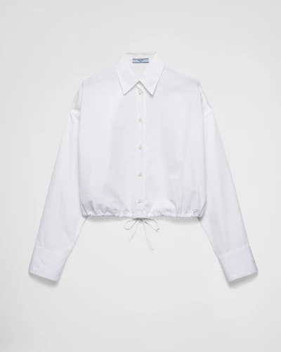 Drawstring poplin shirt