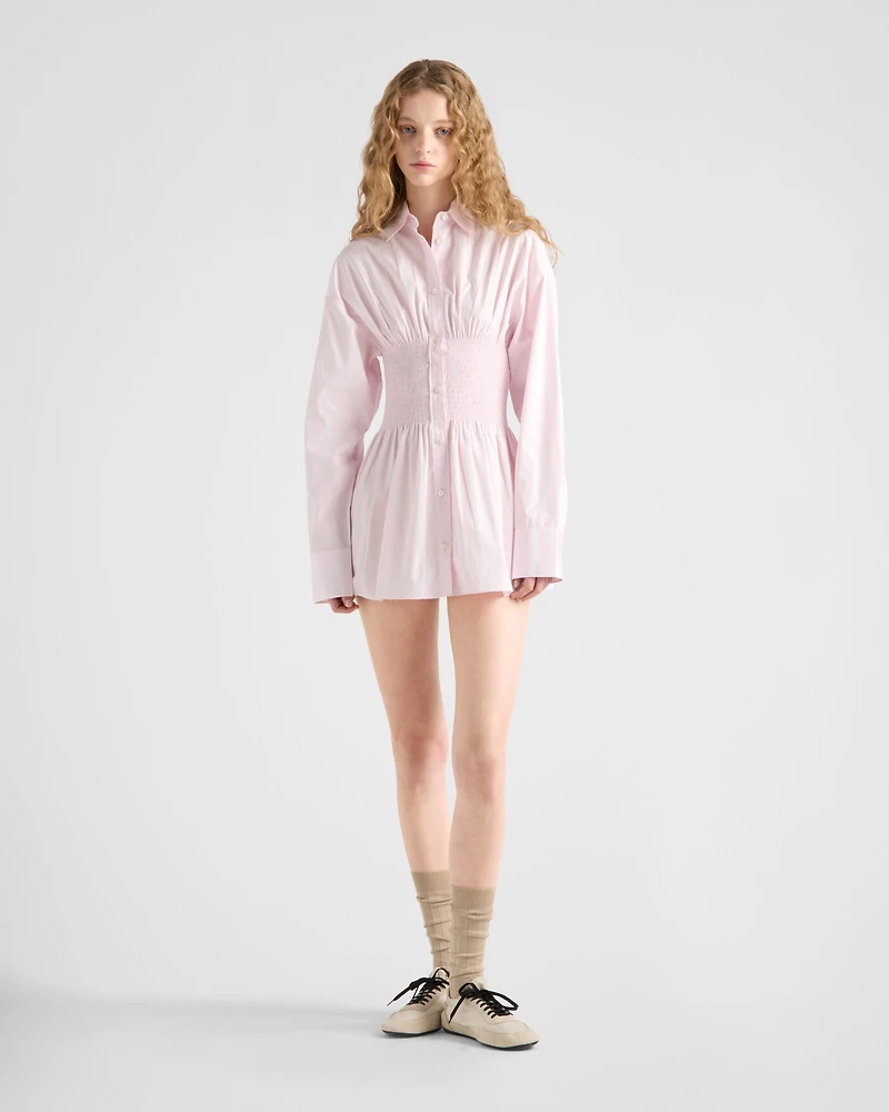 Poplin shirt with smocking
