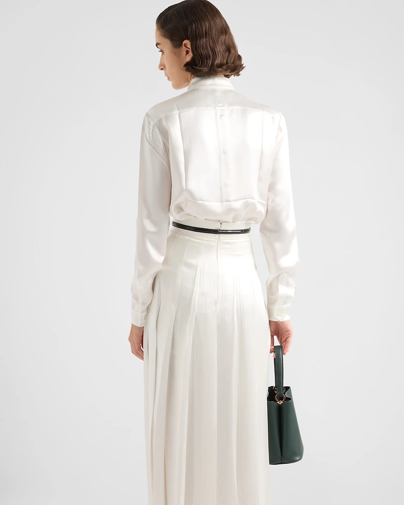Embroidered satin shirt