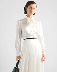 Embroidered satin shirt