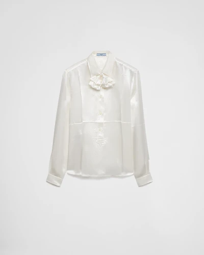 Embroidered satin shirt