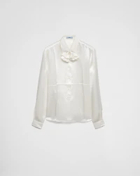 Embroidered satin shirt