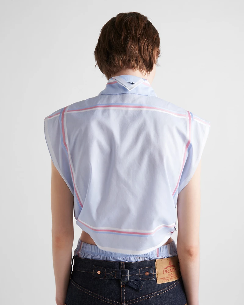 Checked cropped cotton shirt