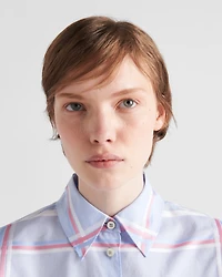 Checked cropped cotton shirt