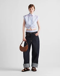 Checked cropped cotton shirt