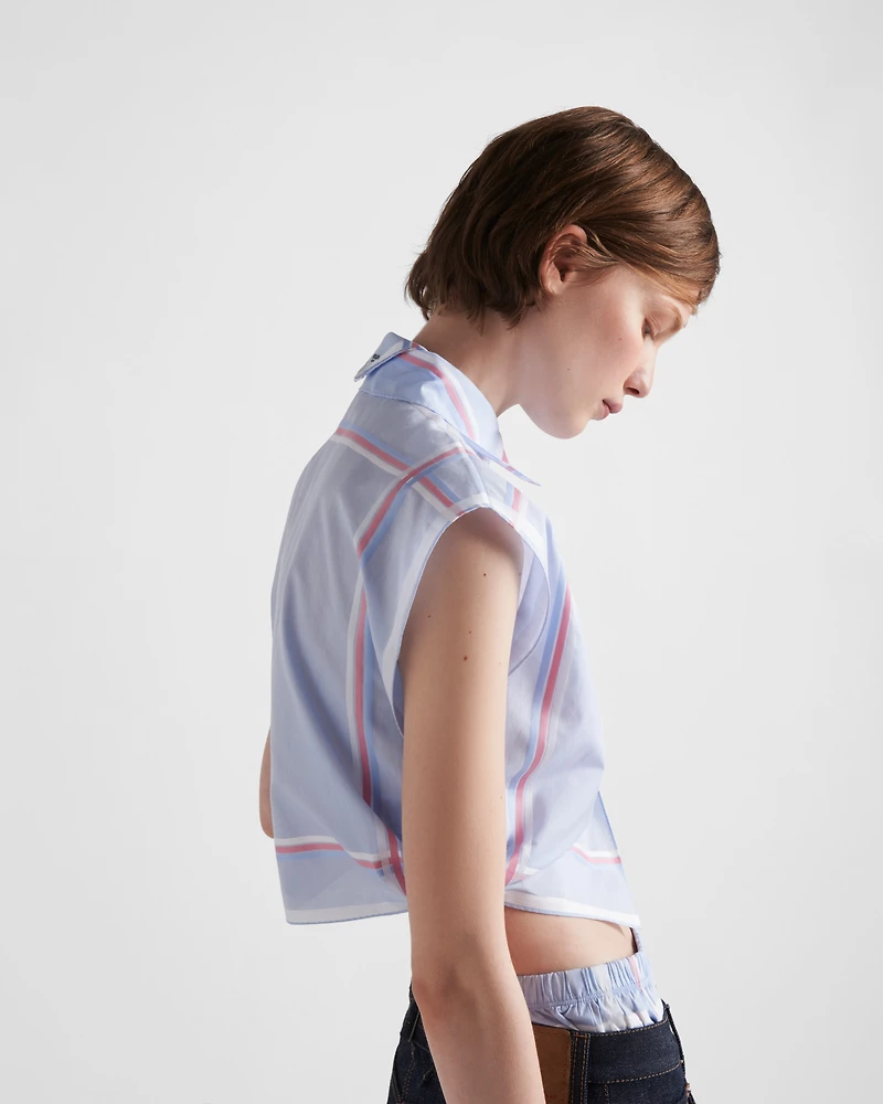 Checked cropped cotton shirt