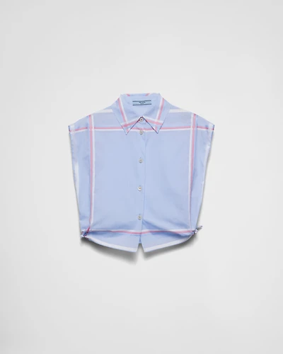 Checked cropped cotton shirt