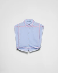 Checked cropped cotton shirt