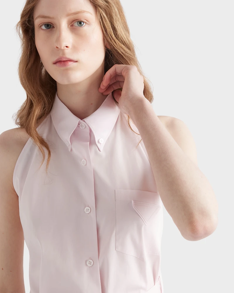 Sleeveless poplin shirt