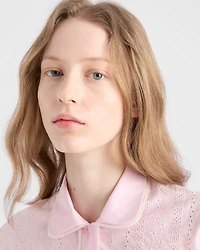 Embroidered cropped batiste shirt