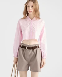 Embroidered cropped batiste shirt