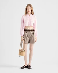 Embroidered cropped batiste shirt