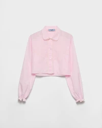 Embroidered cropped batiste shirt