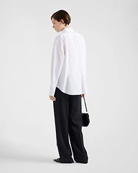 Poplin shirt with crystal brooch