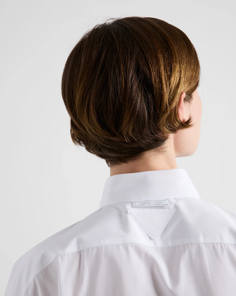 Poplin shirt with crystal brooch