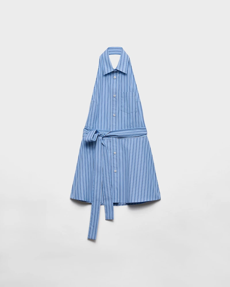 Sleeveless striped poplin shirt