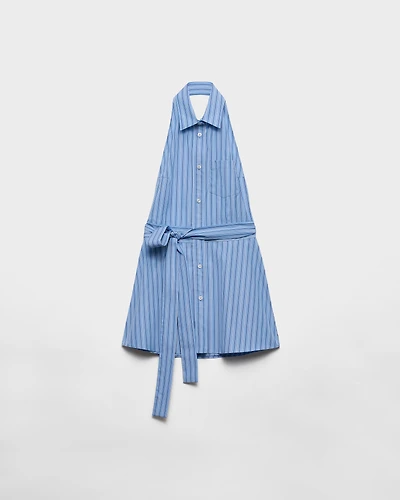 Sleeveless striped poplin shirt