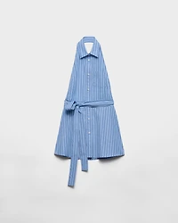 Sleeveless striped poplin shirt