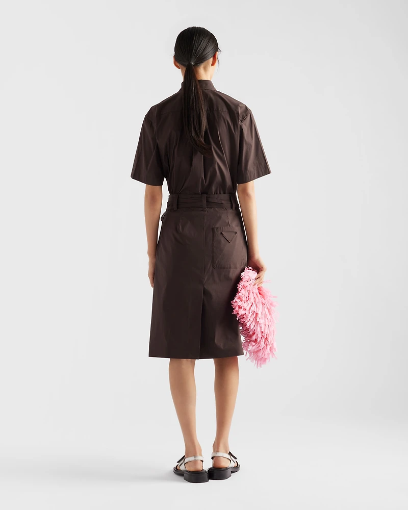 Short-sleeved stretch poplin shirt