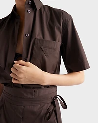 Short-sleeved stretch poplin shirt