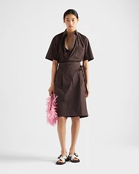 Short-sleeved stretch poplin shirt