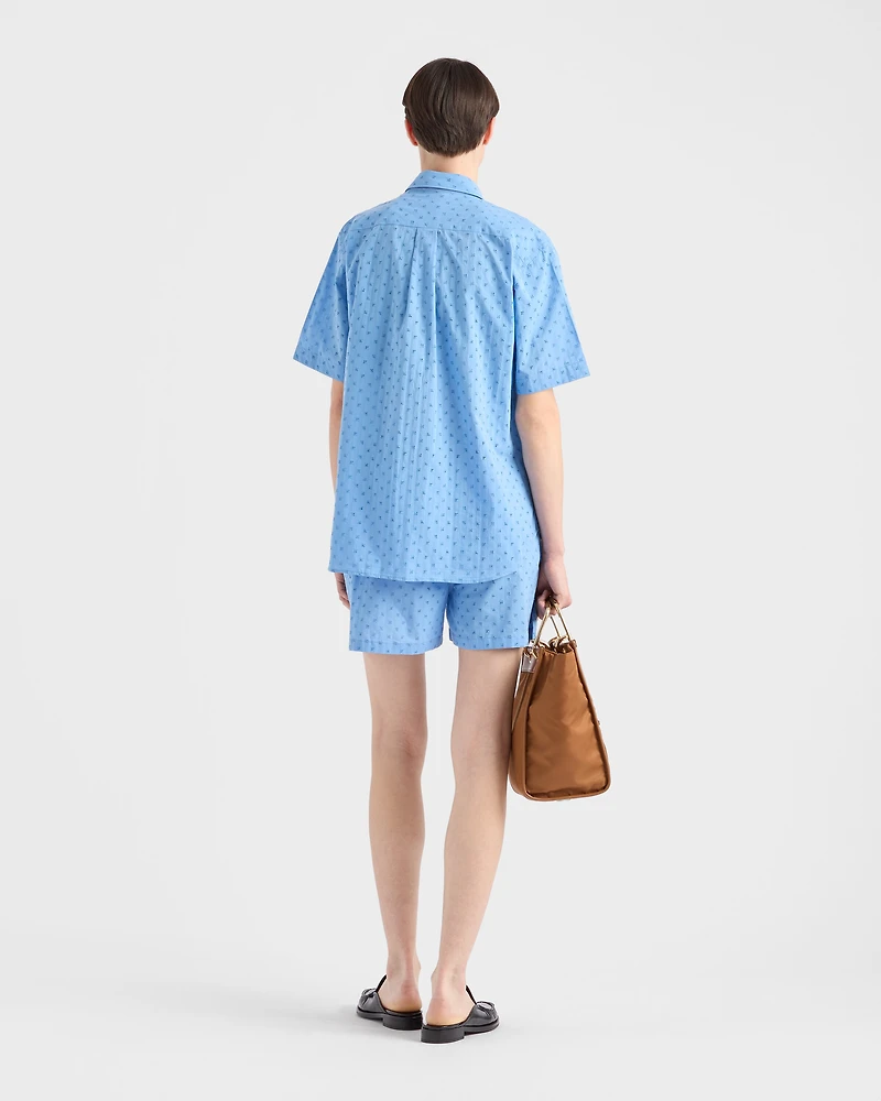 Short-sleeved eyelet lace shirt
