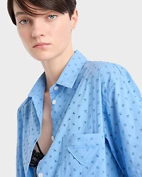 Short-sleeved eyelet lace shirt
