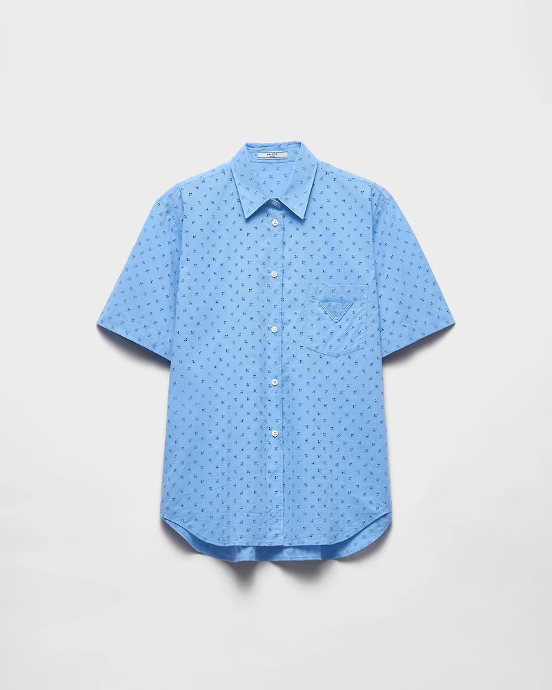 Short-sleeved eyelet lace shirt