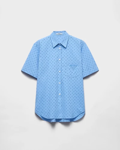 Short-sleeved eyelet lace shirt