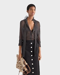 Polka-dot silk chiffon shirt