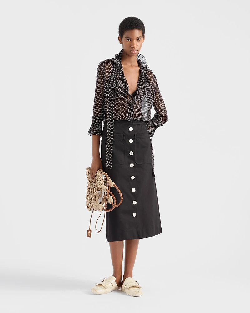 Polka-dot silk chiffon shirt