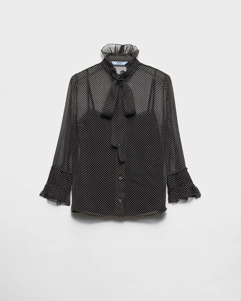 Polka-dot silk chiffon shirt