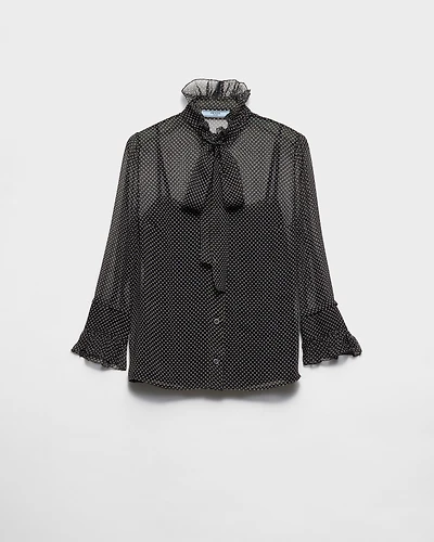 Polka-dot silk chiffon shirt