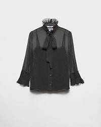 Polka-dot silk chiffon shirt