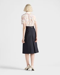 Short-sleeved floral print poplin shirt