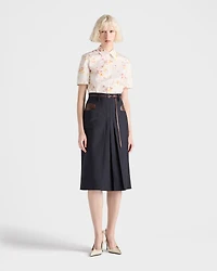 Short-sleeved floral print poplin shirt