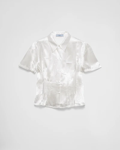 Short-sleeved satin shirt