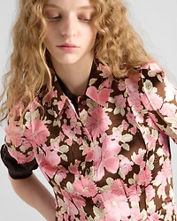 Floral print satin shirt