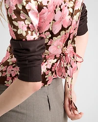 Floral print satin shirt
