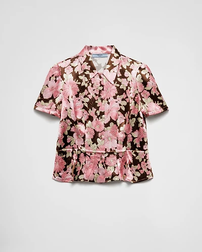 Floral print satin shirt