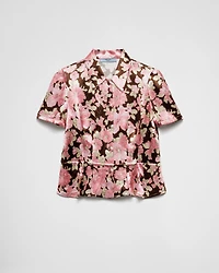 Floral print satin shirt