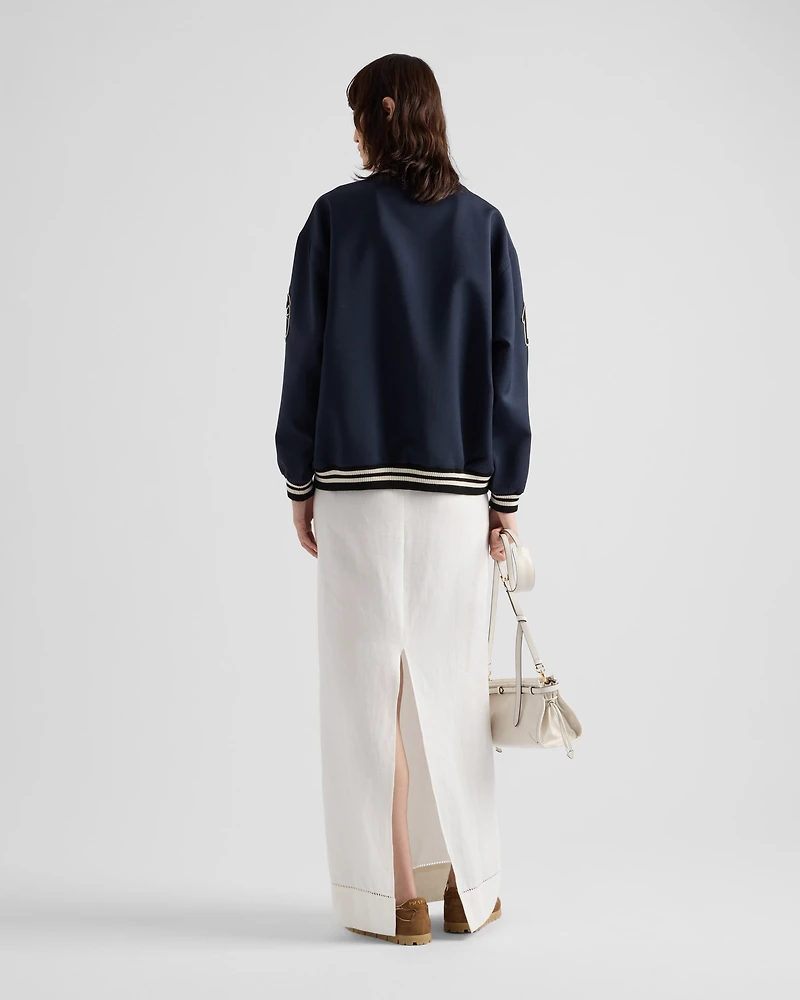 Kid mohair bomber jacket with patches