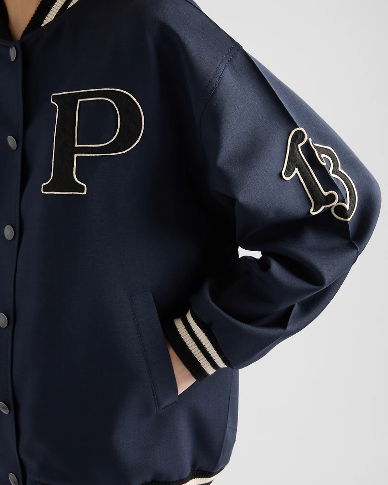 Kid mohair bomber jacket with patches