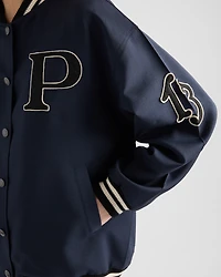 Kid mohair bomber jacket with patches