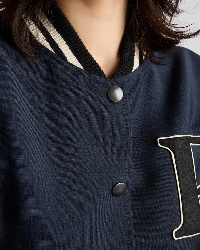 Kid mohair bomber jacket with patches