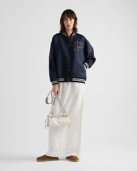 Kid mohair bomber jacket with patches
