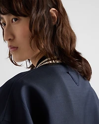 Kid mohair bomber jacket with patches