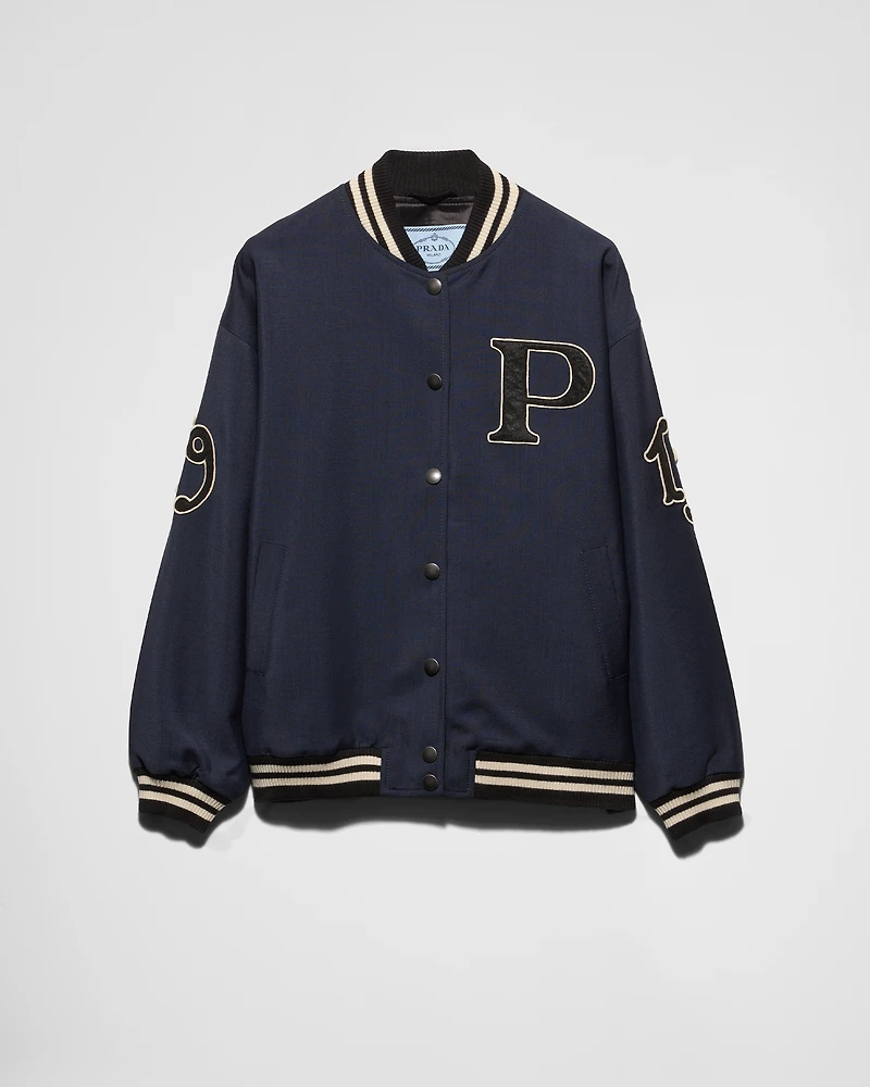 Kid mohair bomber jacket with patches