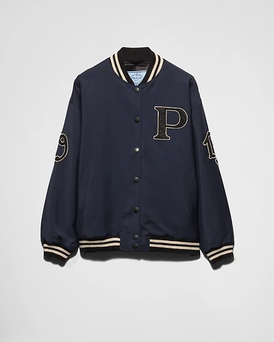 Kid mohair bomber jacket with patches