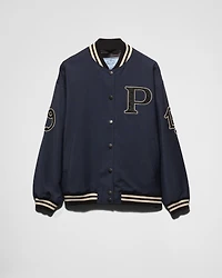 Kid mohair bomber jacket with patches